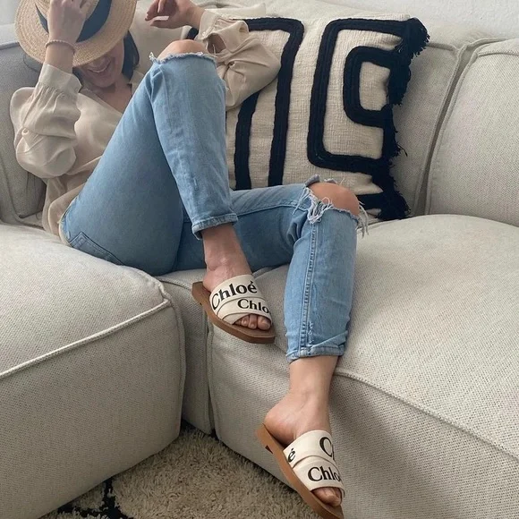 Chloe Woody Logo Slide Sandal